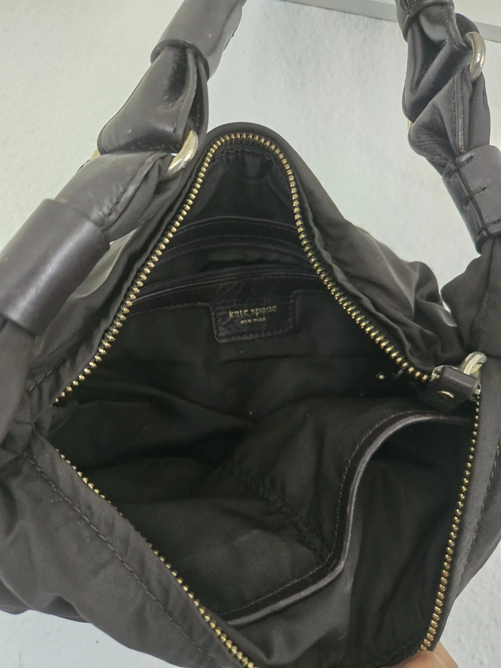 kate spade Black Hobo Shoulder Bag with Knotted Side Details